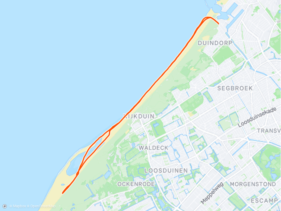 Kaart van het parcours van de Meeuwen Makrelen Loop